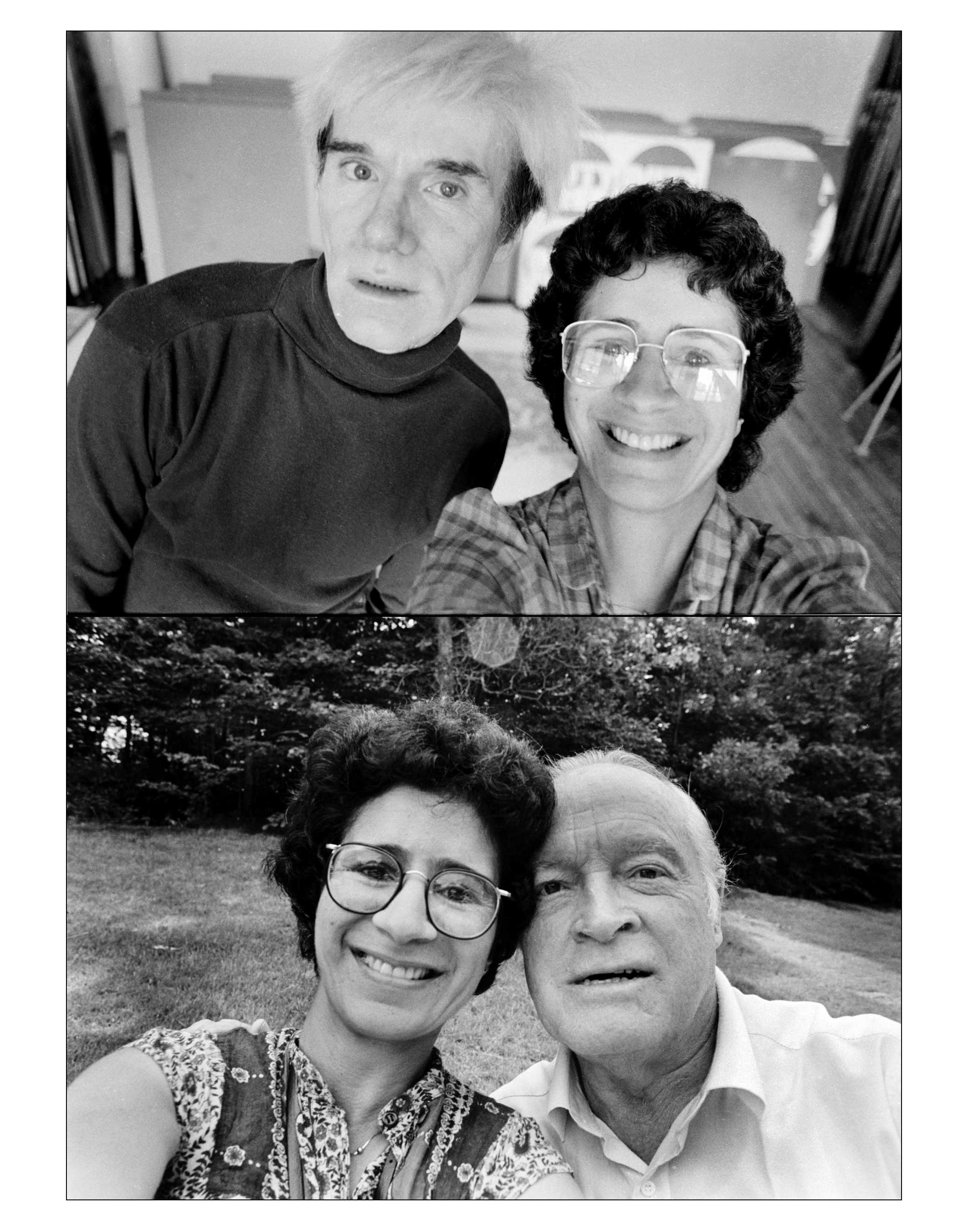 Selfies, before selfies. Top, with Andy Warhol in his NYC studio. Bottom, with Bob Hope on a Redding, Conn. golf course. 1980’s