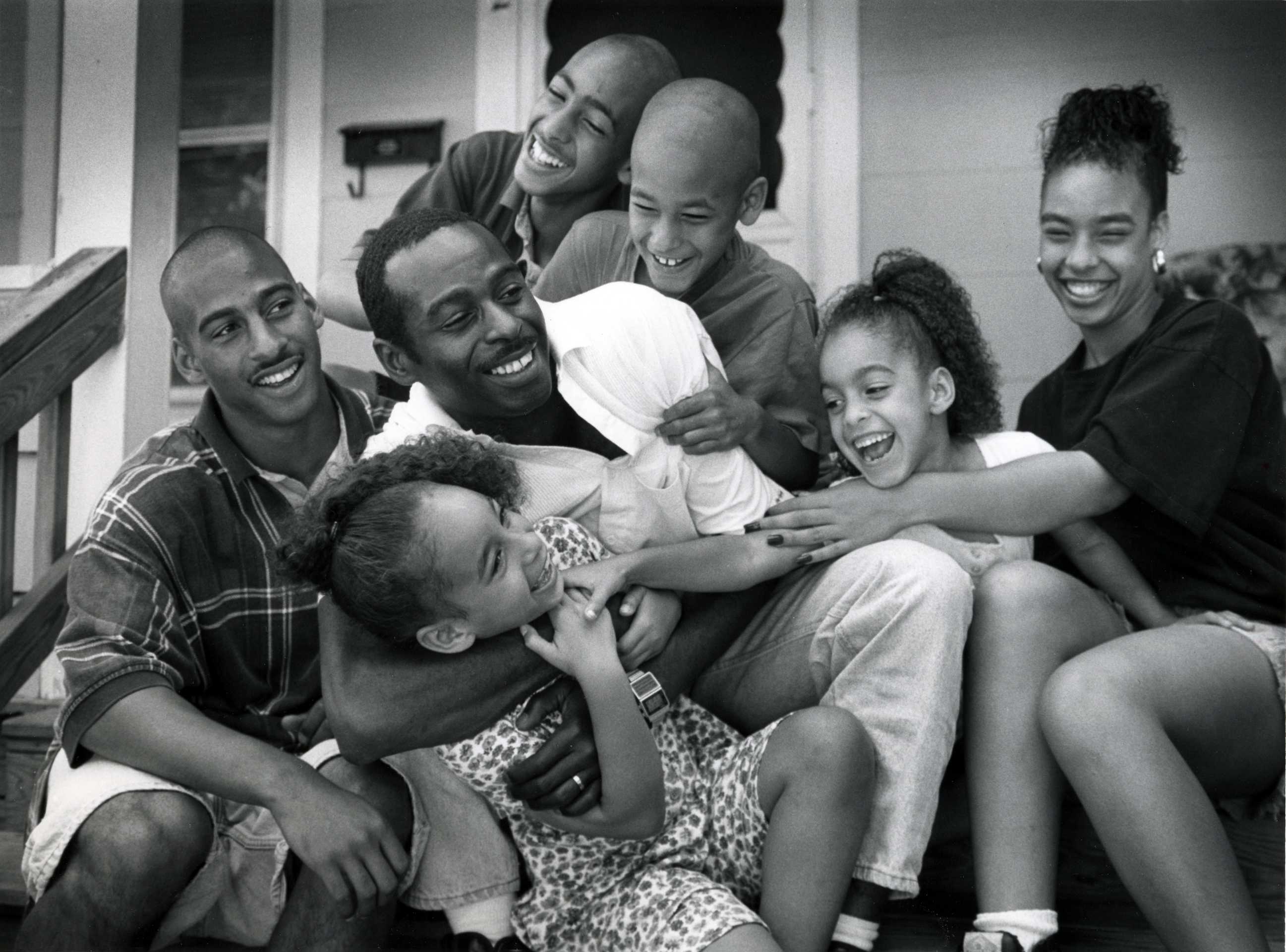 Leon O. Breece, 36, of Danbury, with his six children for a Father’s Day photo essay. 1995.